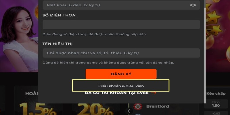 Đồng ý điều khoản nhà cái khi đăng ký